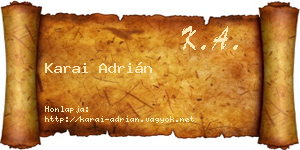 Karai Adrián névjegykártya